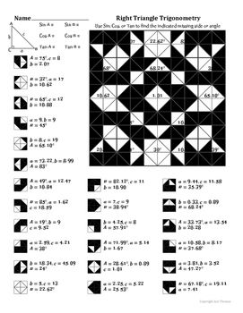 Right Triangle Trigonometry Worksheet With Answers