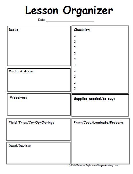 Template Free Printable Preschool Lesson Plans