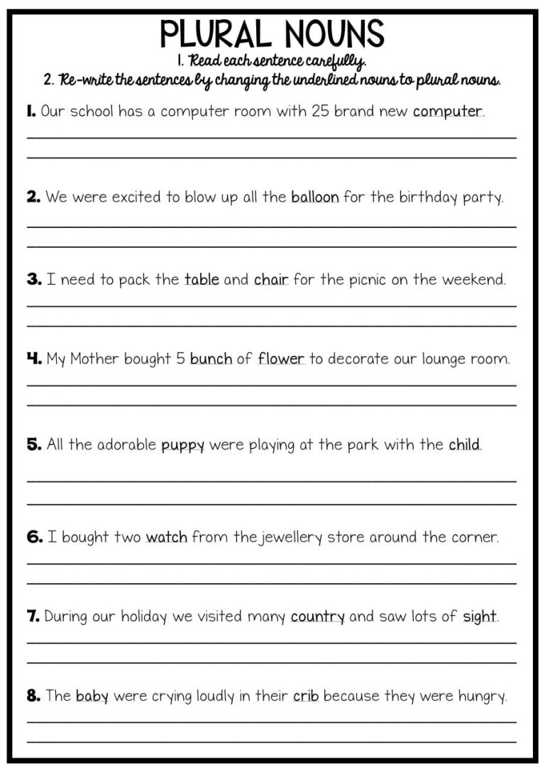 Third Grade Worksheets On Nouns For Grade 3