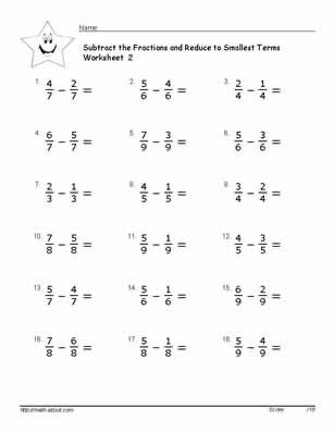 Adding And Subtracting Fractions Worksheets 7th Grade