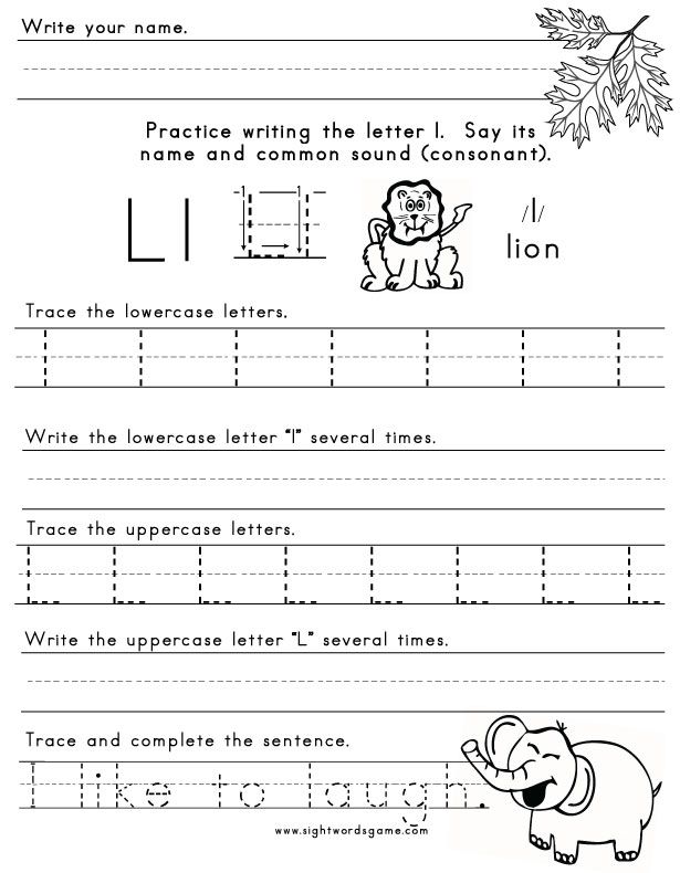 Letter L Worksheets Free