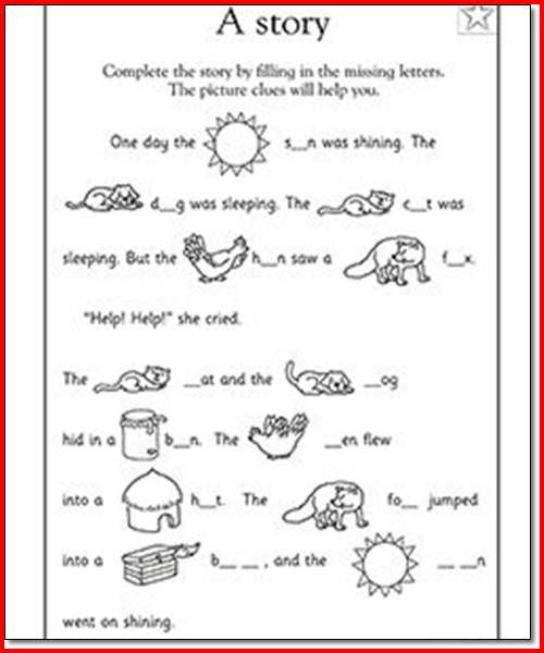 Kindergarten English Worksheets Pdf