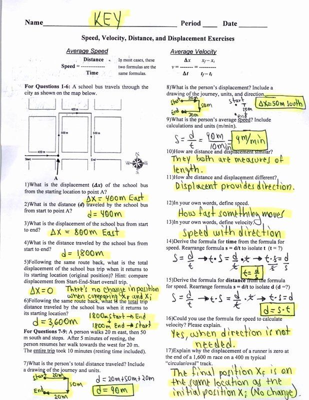 Speed Distance Time Worksheet Physics