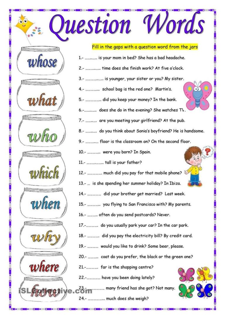 Question Words Worksheet Grade 2