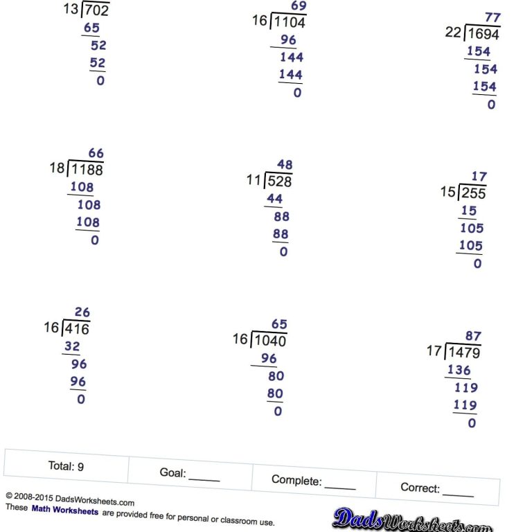 Basic Division Worksheets With Answers