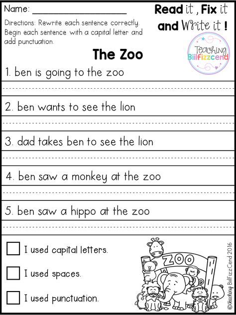 Language Worksheets For 1st Grade