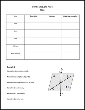 Points Lines And Planes Worksheet Doc