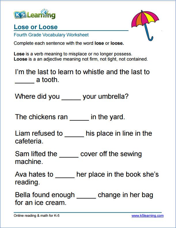 4th Grade English Worksheets Grade 4