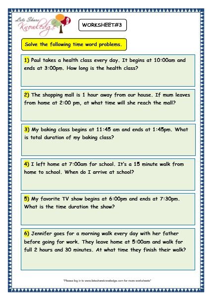 Math Problems For 3rd Graders With Answers