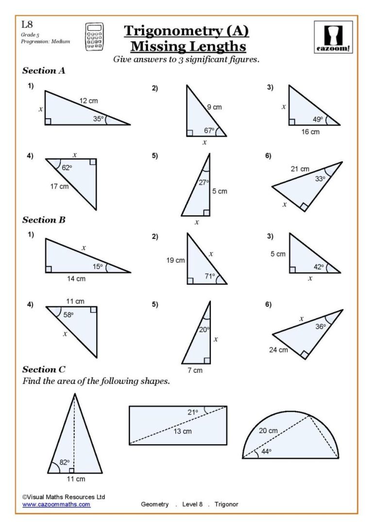 Trigonometry Worksheets Year 9