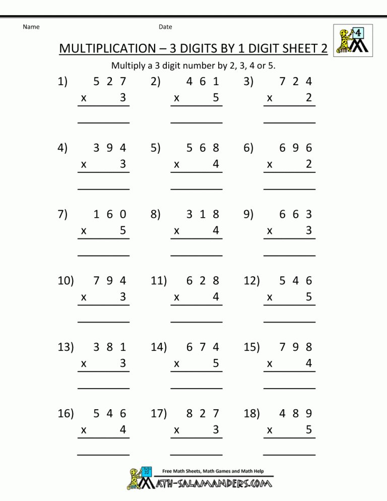 4th Grade Math Worksheets Grade 4