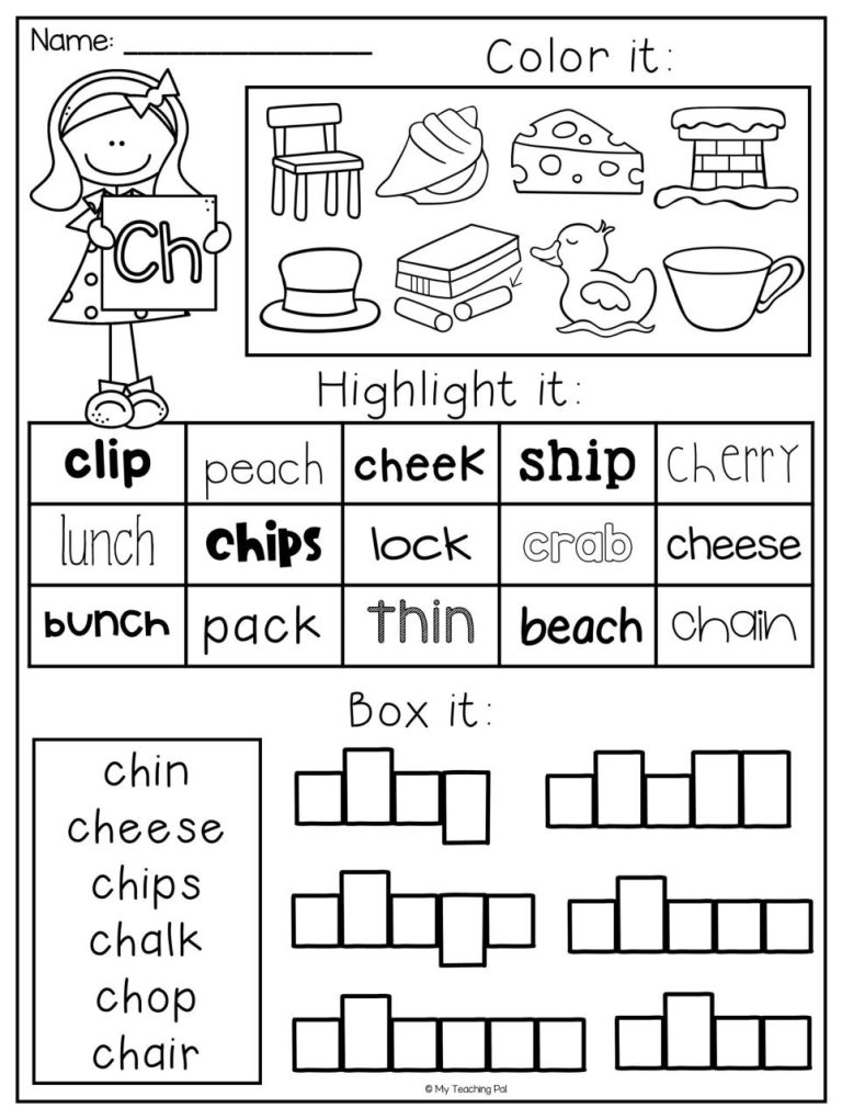 Sh And Ch Words Worksheets