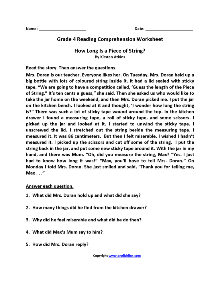 Fifth Grade 5th Grade English Worksheets