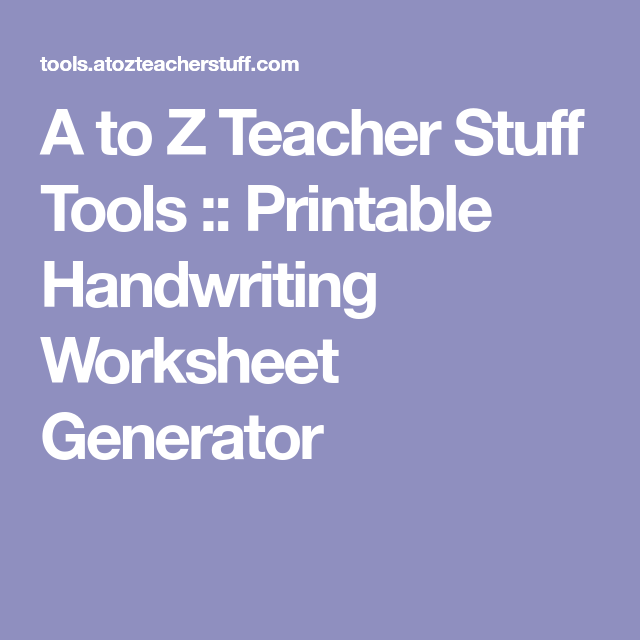 Atozteacherstuff Handwriting