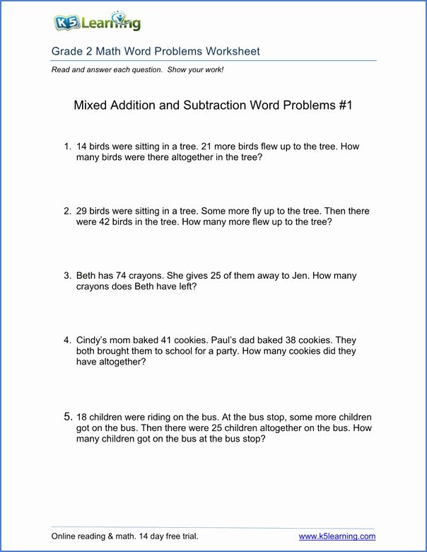 Printable Addition Word Problems For Grade 2 Worksheets