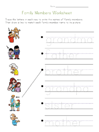 Family Worksheets For Toddlers