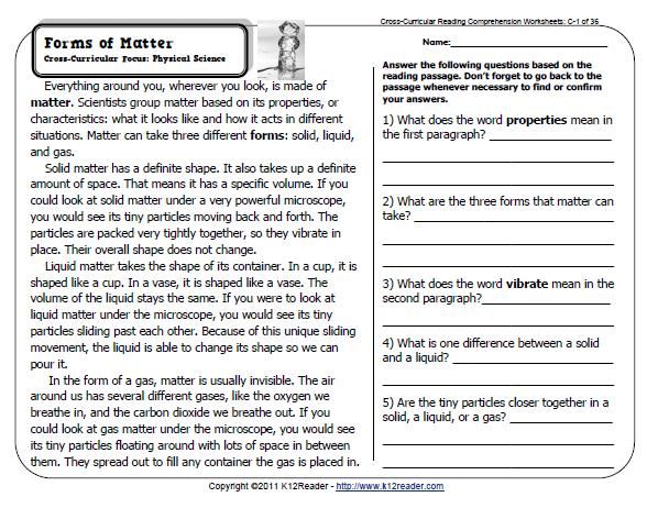 Comprehension 6th Grade English Worksheets