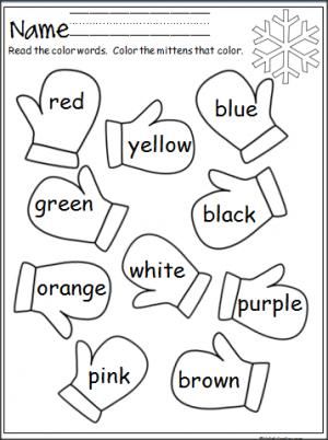 Pre K Worksheets Colors