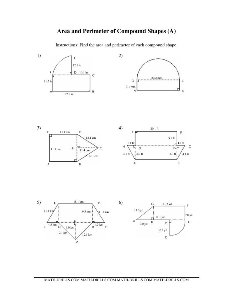 Compound Shapes Worksheet Answers Key Geometry