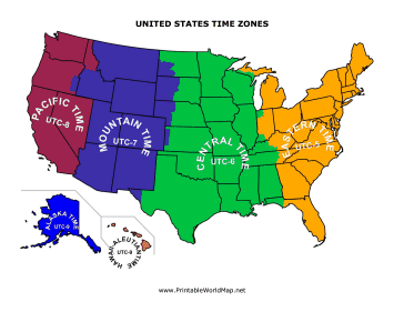 Clock Printable Us Time Zones