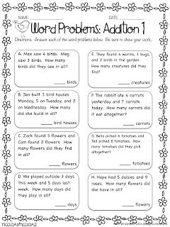 Addition Word Problems First Grade