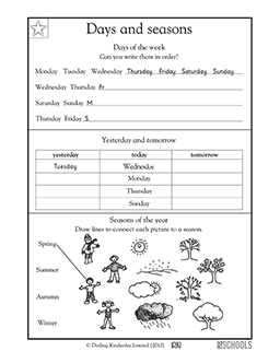 Seasons Worksheets For Grade 1