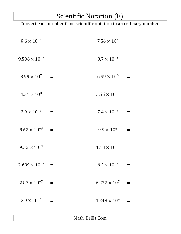 Scientific Notation Practice Worksheet Answers Chemistry