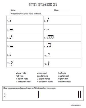 Music Worksheets For 3rd Grade