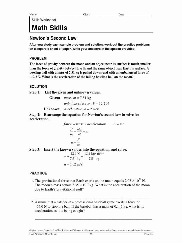 Acceleration Worksheet Acceleration Practice Problems Answer Key