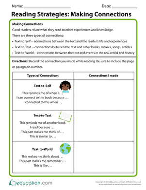 Making Connections Worksheet 4th Grade