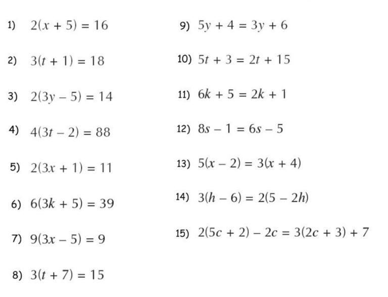 Solving Multi Step Equations Worksheet Variables On Both Sides