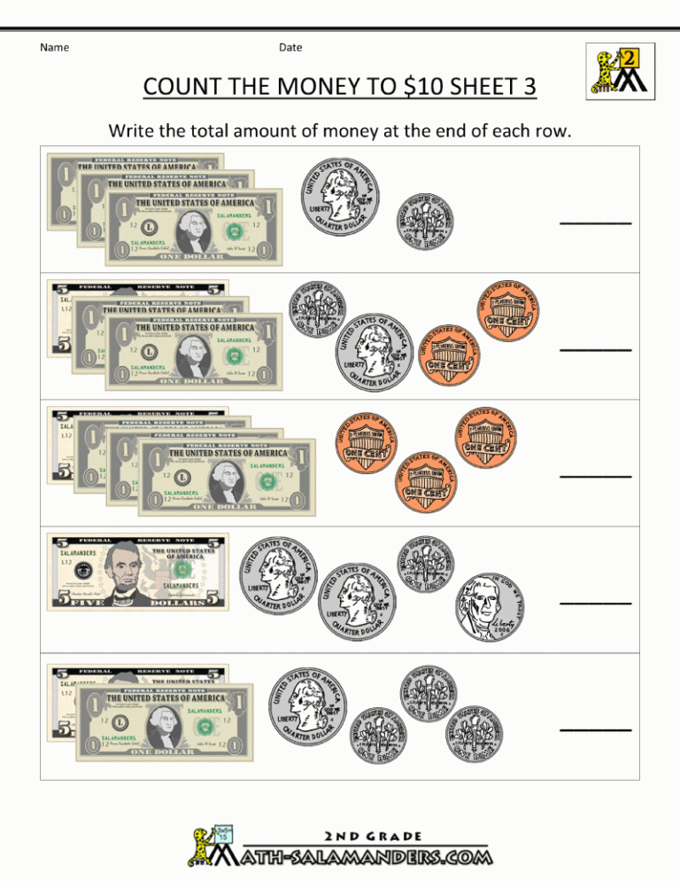 Counting Money Worksheets