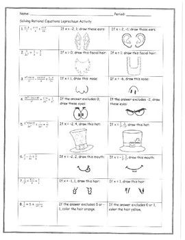 Easy Rational Equations Worksheet