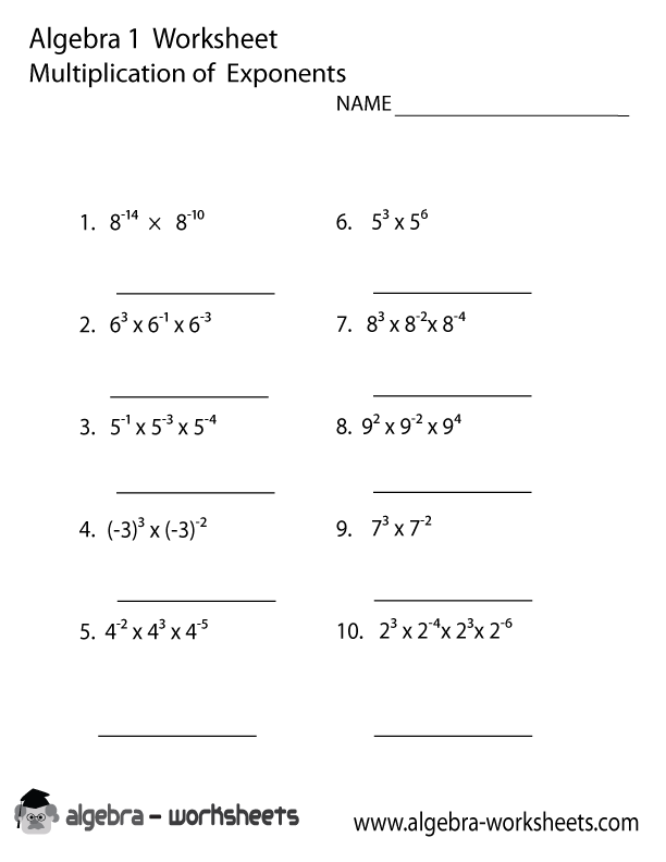 Exponents Worksheets Grade 9