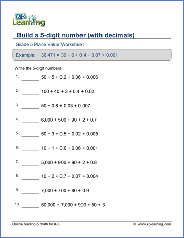 K5 Learning Math Grade 1