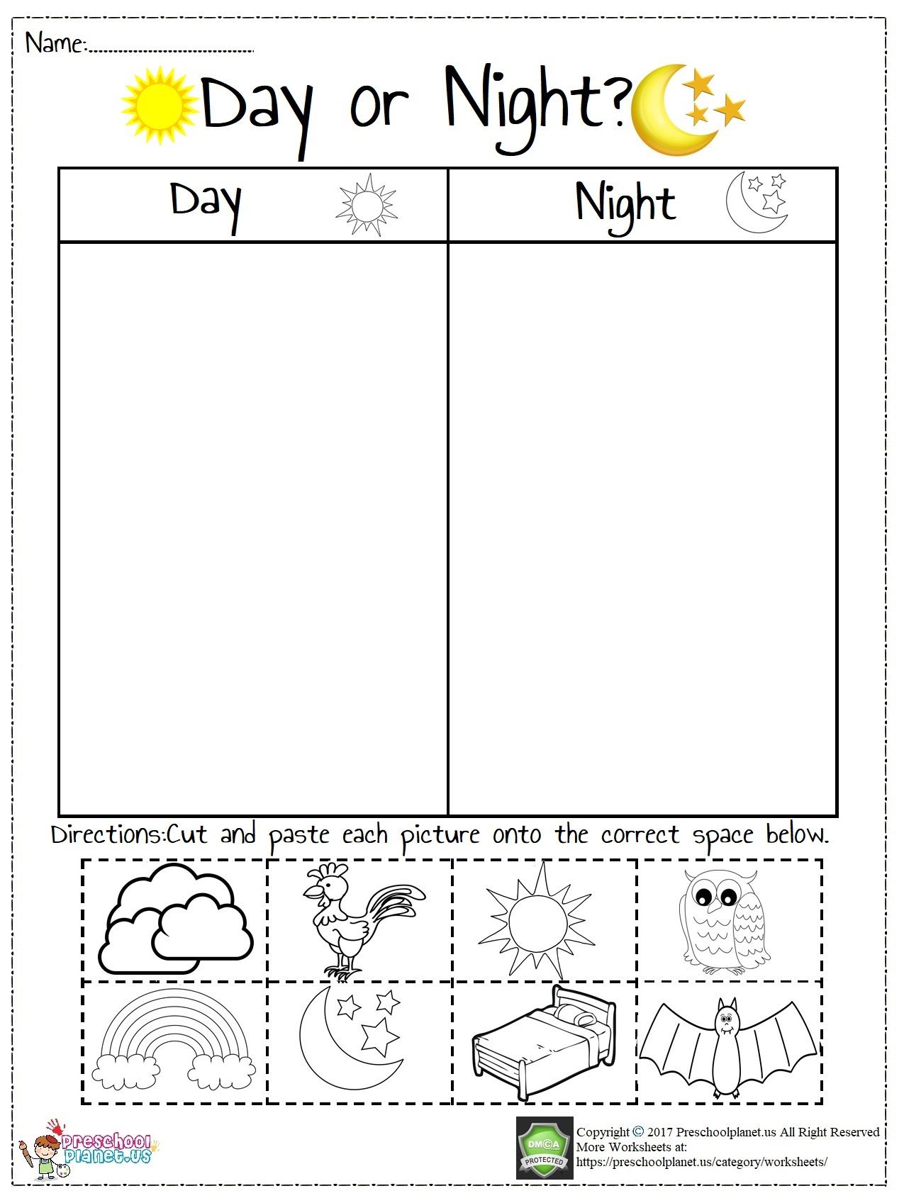 Day And Night Worksheet Pdf