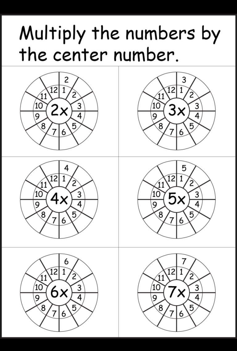 6 7 8 Times Table Worksheet