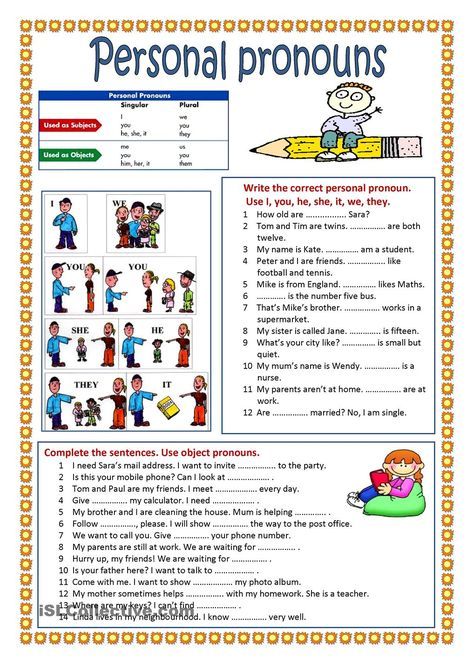 Personal Pronouns Worksheet Answers