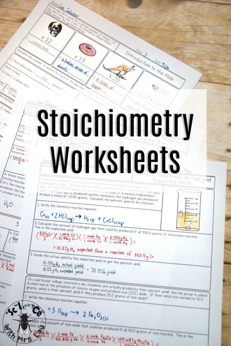 Stoichiometry Worksheet 1 Mole To Mole Calculations Answer Key