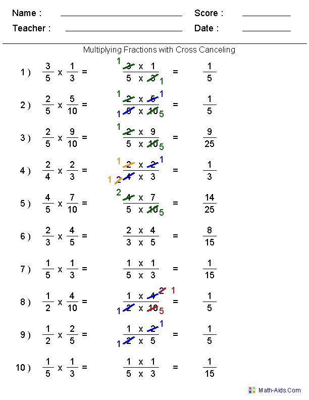 Fractions Worksheets With Answers