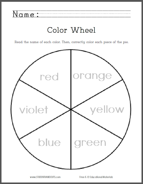 Color Theory Worksheets For Elementary