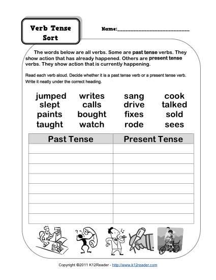 Verbs Worksheet 2nd Grade