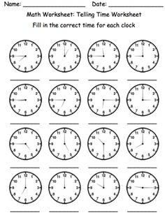 Telling Time Worksheets Pdf