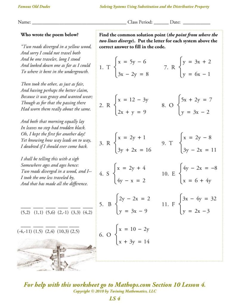 Substitution Method Worksheet Pdf