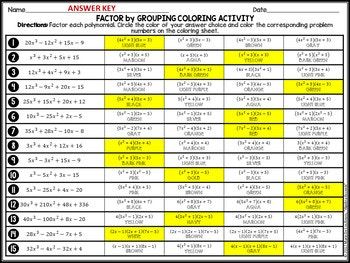 Factoring By Grouping Worksheet Answers