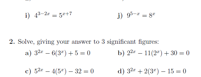 Solving Exponential Equations Worksheet With Answers