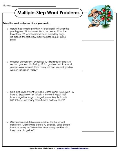 Multi Step Word Problems 4th Grade Pdf Free