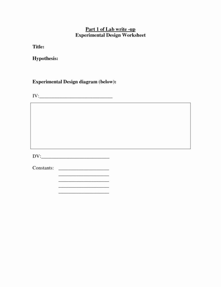 Experimental Design Worksheet Template