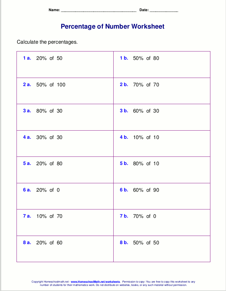 Percentage Worksheets For Grade 5 Pdf