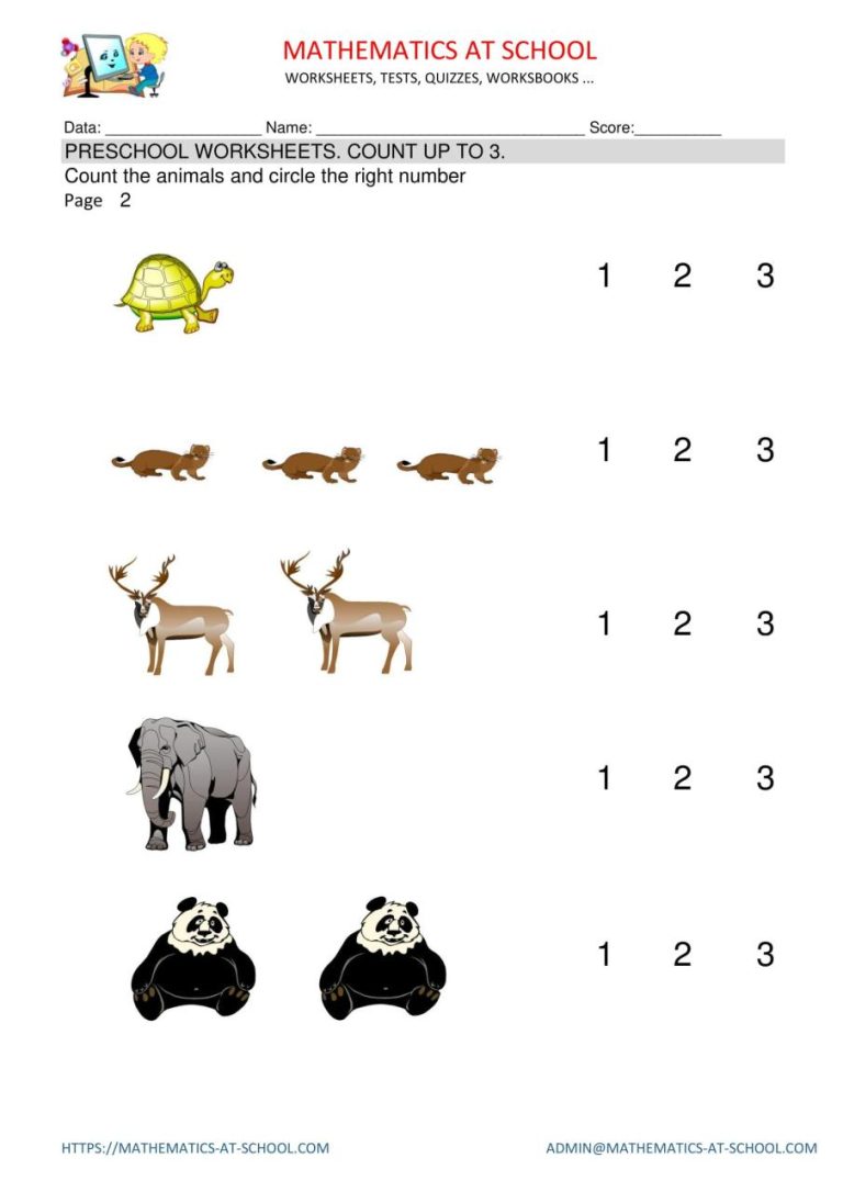 Preschool Pre K Math Worksheets